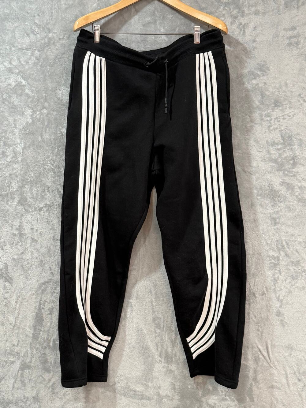 Y2K Black White Side Stripe Track Pants Sweatpants Joggers NEW Athletic Men’s XL